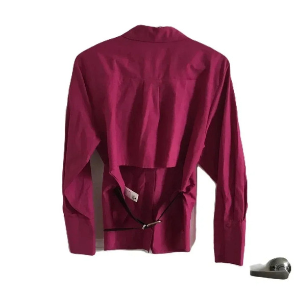 Magenta Belted Back Cotton Shirt  100% Cotton Long sleeves Sz (EU 36| US 4) - Picture 4 of 11